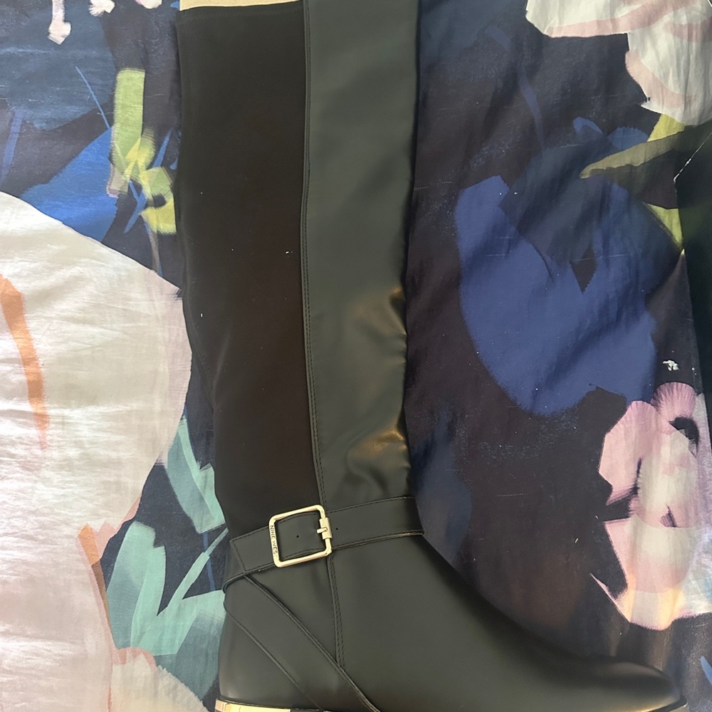 Black Nine West Andone3 Knee-High Boots with Buckle